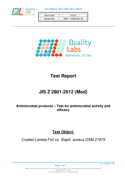 Test Report - Staphylococcus aureus DSM 21979