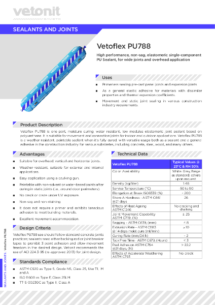 TDS - Vetoflex PU788 - Sealants and Joints - EN