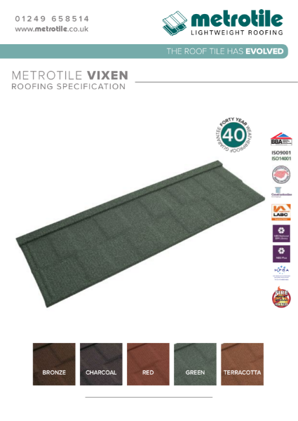 Metrotile Vixen Roof System Example Specification