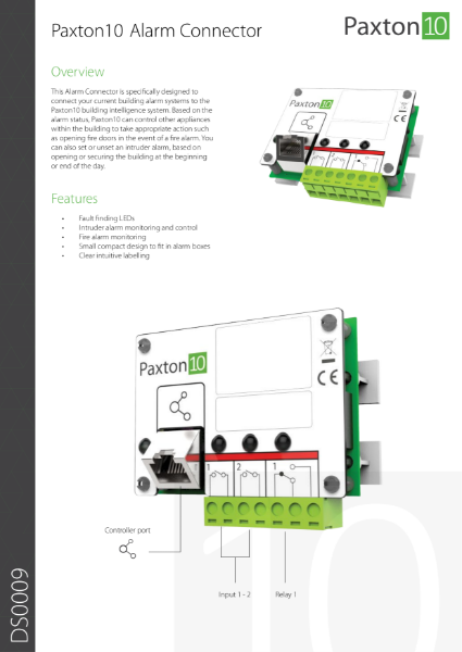 Paxton10 Alarm Connector - data sheet