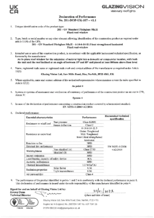 Pitchglaze Declaration of Performance UKCA - 6-14-6-14-11.5 HS Laminated