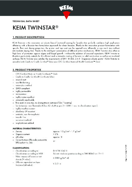 Keim Twinstar Technical Data Sheet