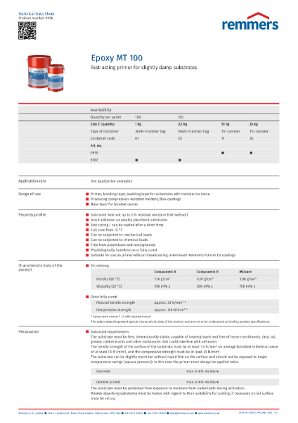 Technical Data Sheet -  Epoxy MT 100