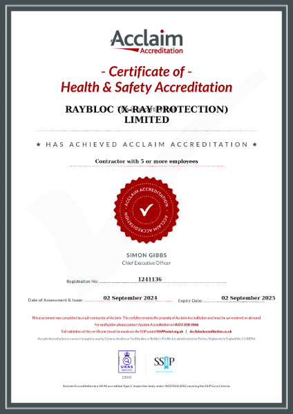 Certificate of Health & Safety Accreditation