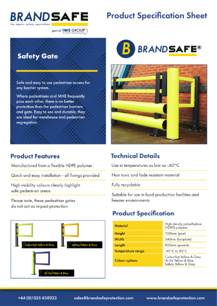 Pedestrian Safety Gate - Brandsafe Spec Sheet