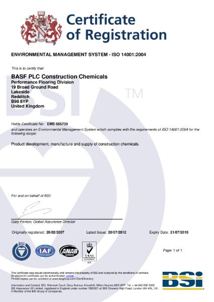 ISO 14001:2004 Certificate (Redditch)