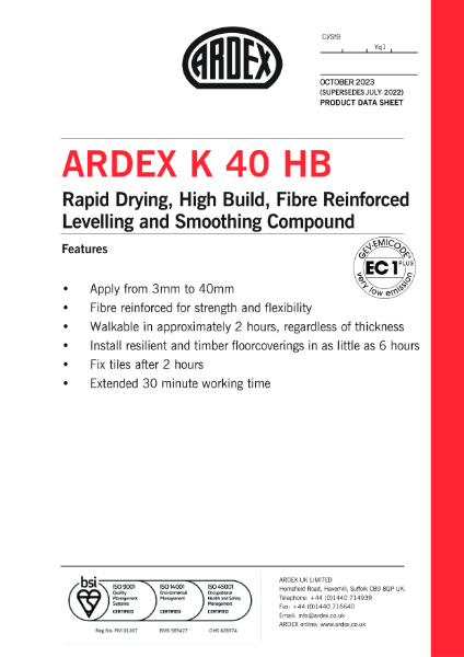 ARDEX K 40 HB Datasheet