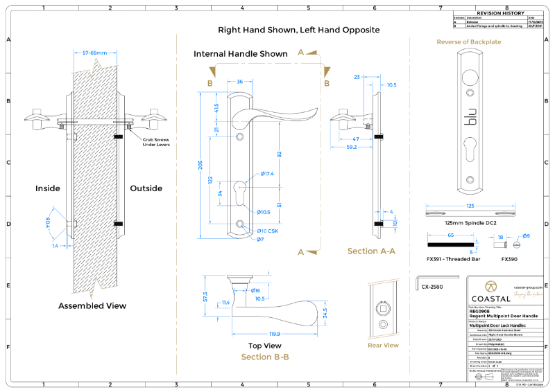 BLU™ - REG090 Regent Lever Door Handle CAD