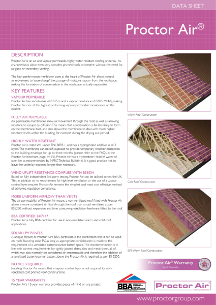 Proctor Air Product Datasheet