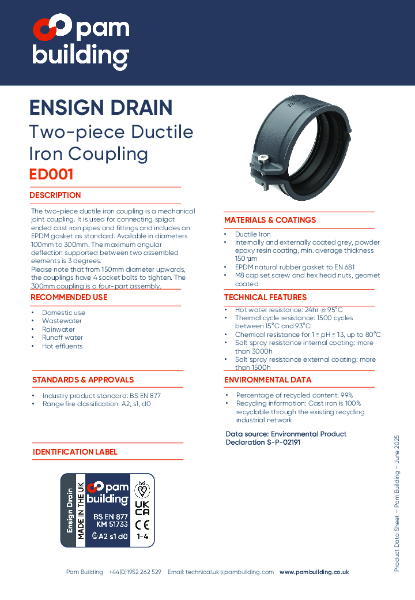 ED001 - TWO-PIECE DUCTILE IRON COUPLING