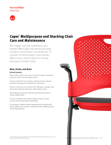 Caper Multipurpose Chair - Care and Maintenance