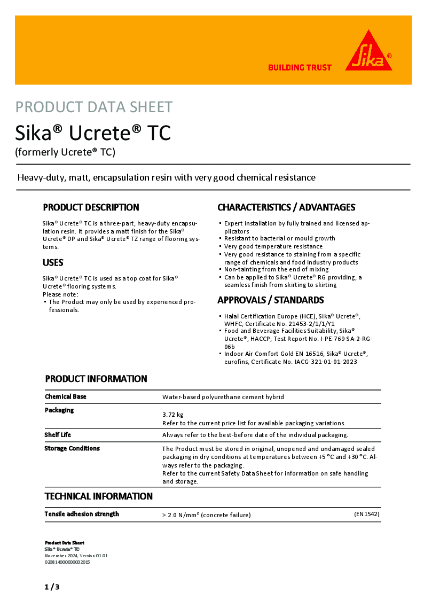 Product Data Sheet - Sika® Ucrete® TC