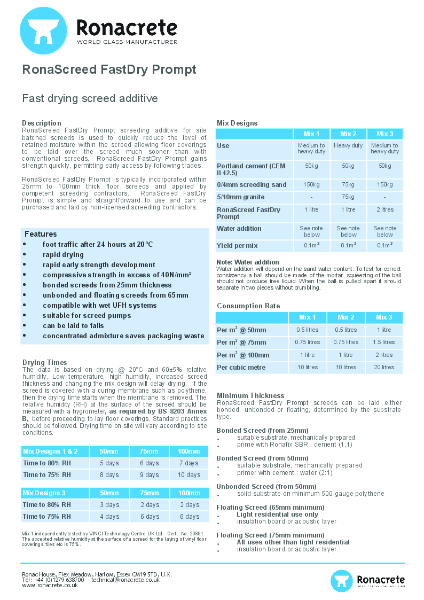 RonaScreed FastDry Prompt Data Sheet