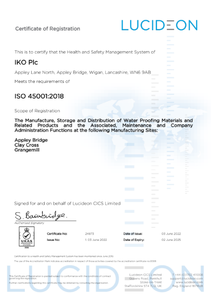 IKO PLC ISO 45001 OHS Certificate