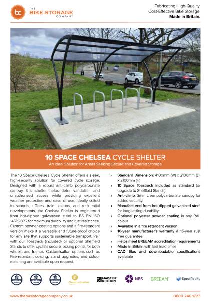 10 Space Chelsea Shelter Specification Sheet copy