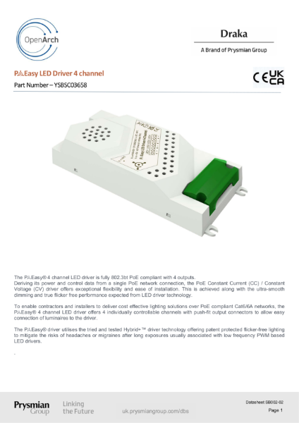PoEasy LED Driver 4 Channel Data Sheet