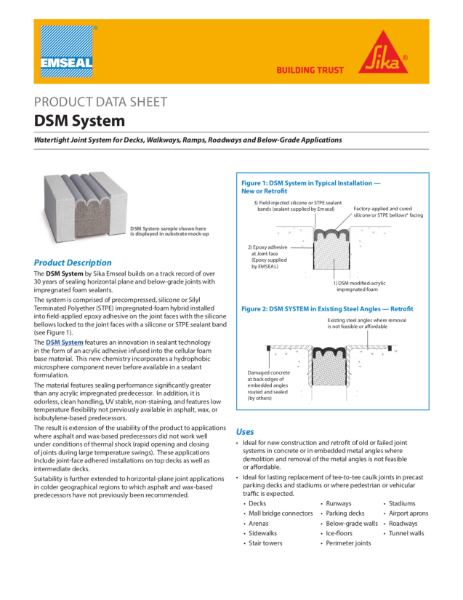 Emseal DSM System Technical Data Sheet