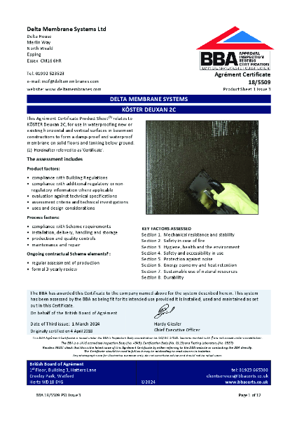 BBA Certificate Koster Deuxan 2C