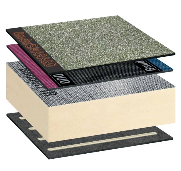 Bauder Total Green Roof System PLUS Reinforced Bitumen Membrane Warm Roof Covering System Self-Adhered (with Torch-On Capping Sheet)
