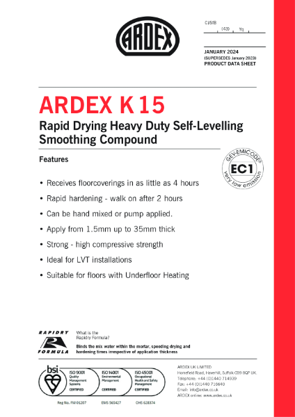 ARDEX K 15 Datasheet