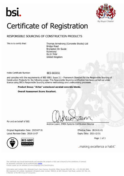 BES 6001 Certificate (Airtec)