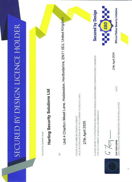 Secured By Design Certificate