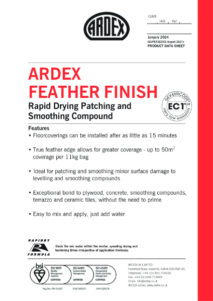 ARDEX Feather Finish Datasheet