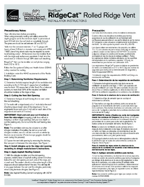 RidgeCat Rolled Ridge Vent Installation Instructions