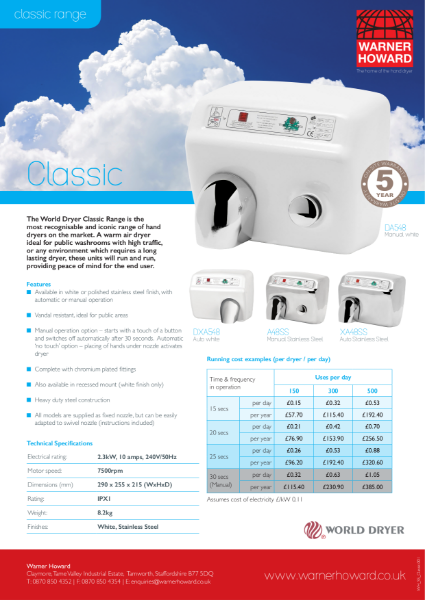 The World Dryer Classic Range