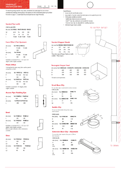 Specification Guide - Minimal Rainwater Pipe