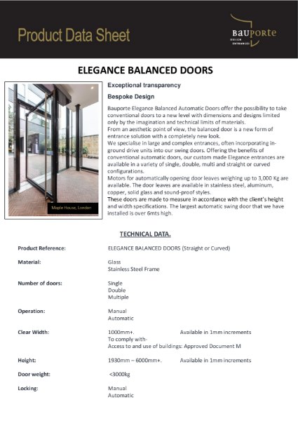 Bauporte Elegance Balanced Doors