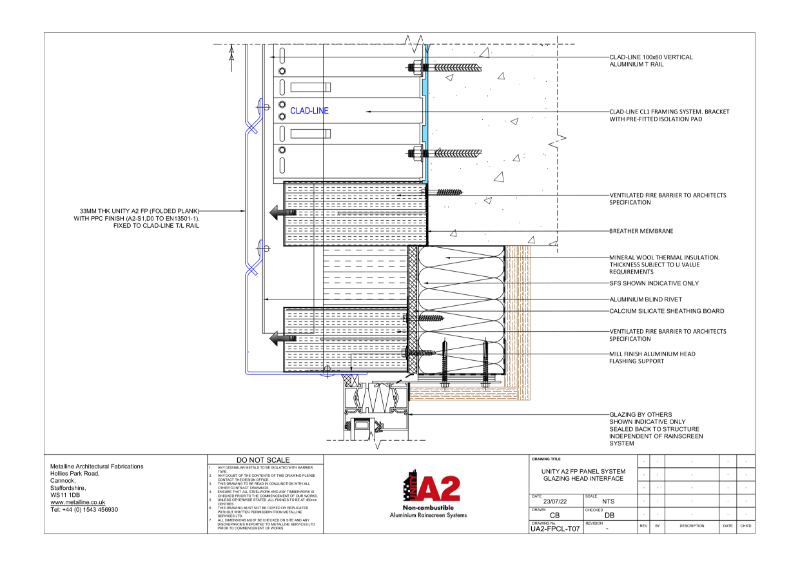 UNITY A2 FP-T07 GLAZING HEAD INTERFACE Technical Drawing