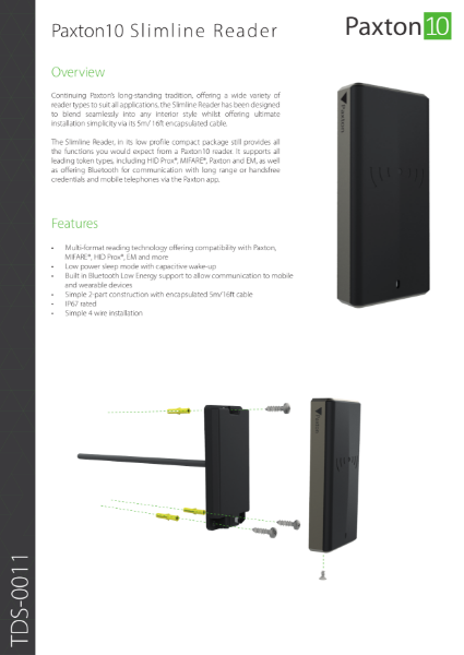 Paxton10 Slimline Reader - data sheet