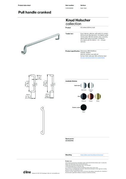 Pull handle cranked (data sheet)