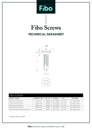 Teknisk Datablad Fibo Skruer