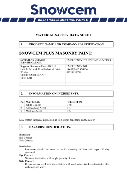 Snowcem Plus MSDS Document
