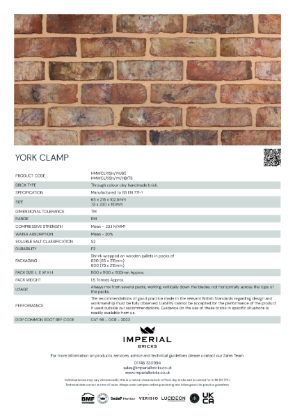 Imperial Bricks York Clamp Data Sheet