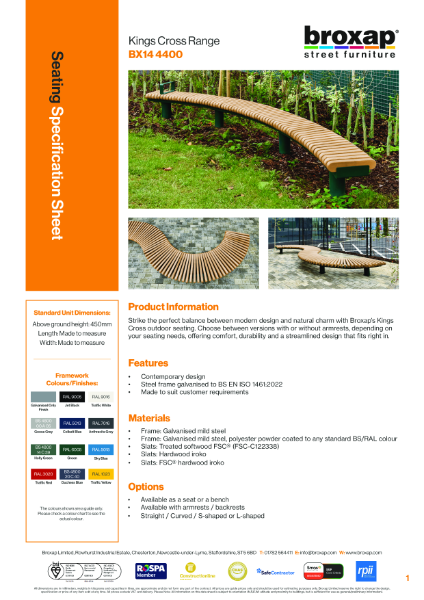 Kings Cross Range - Product Data Sheet
