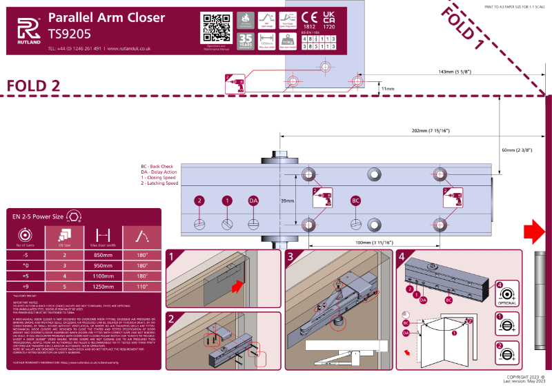 TS.9205 Fitting Instructions – Push side (parallel arm)