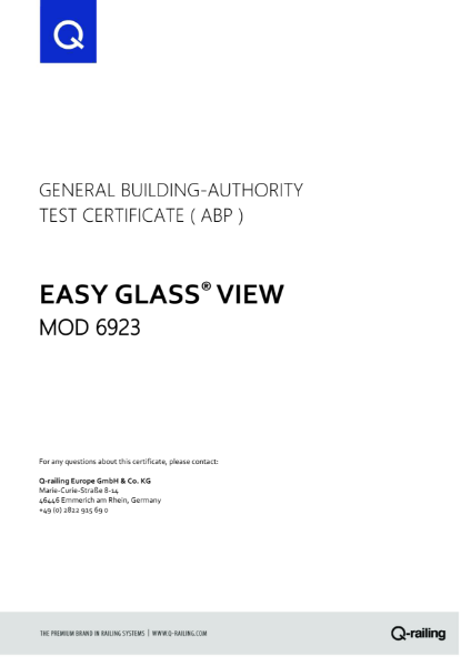 ABP Q-Railing Easy Glass View (EN) (c) P-2022-3039_EUCertificate