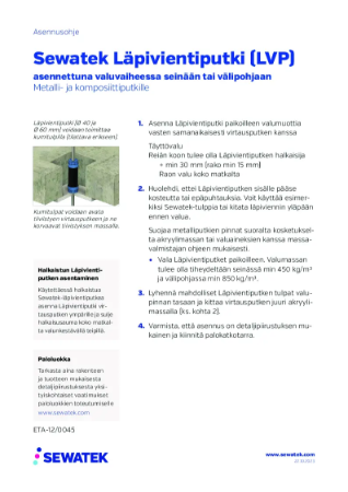 Sewatek Lapivientiputki (LVP) - Asennusohje