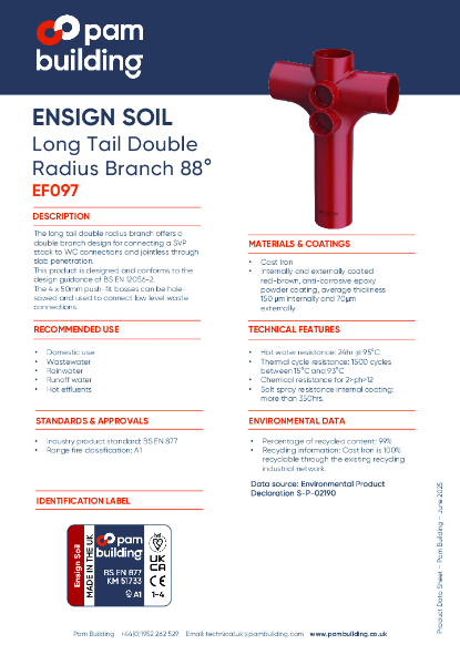EF097 - Long Tail Double Radius Branch x 88°