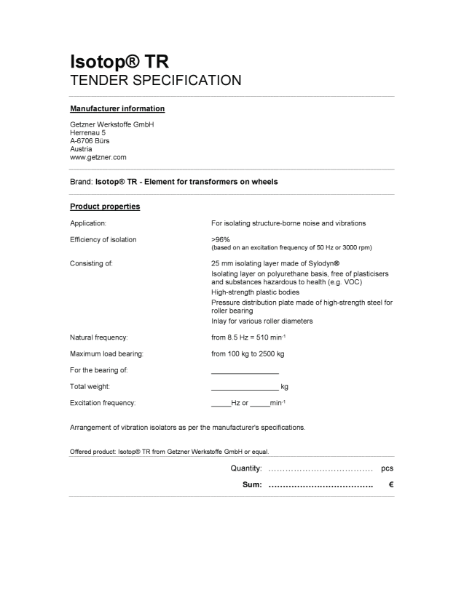 Tender Specification Isotop TR EN