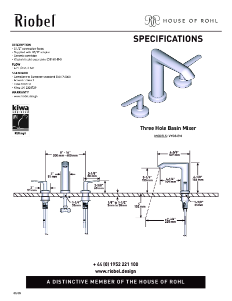 Venty 3 Hole Basin Mixer - PDS