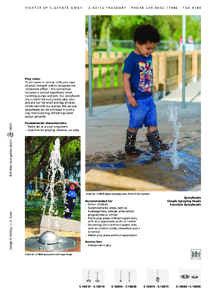 Sprayhead with Small Water Jet Datasheet