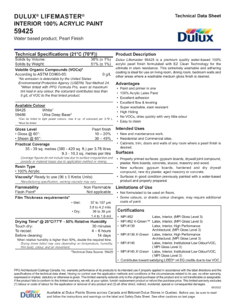 Dulux® Lifemaster® Interior 100% Acrylic Paint 59425
