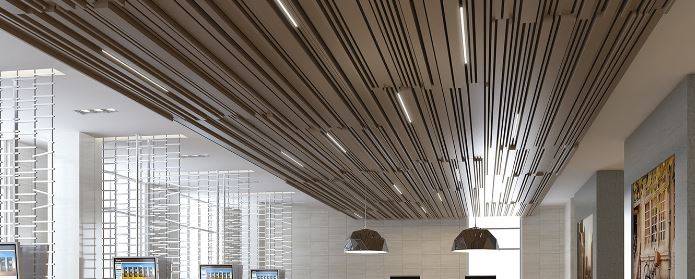 Interior Metal Linear Open Ceiling | Hunter Douglas Architectural | NBS ...