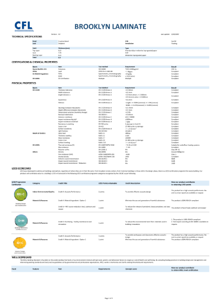 Brooklyn 105 Specification Sheet