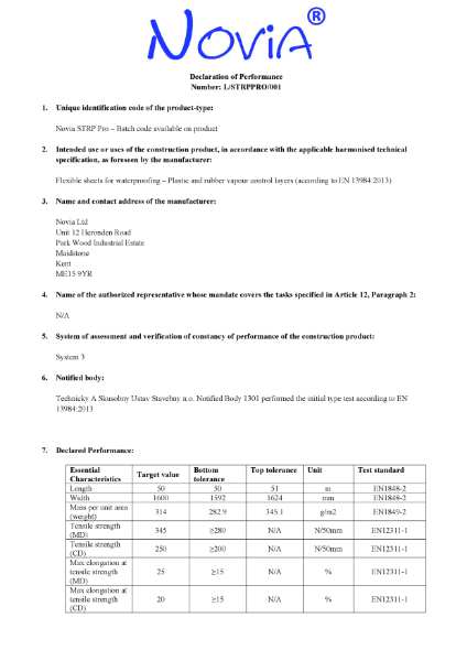 Novia STRP Pro High Performance Reinforced Foil Vapour Barrier DOP