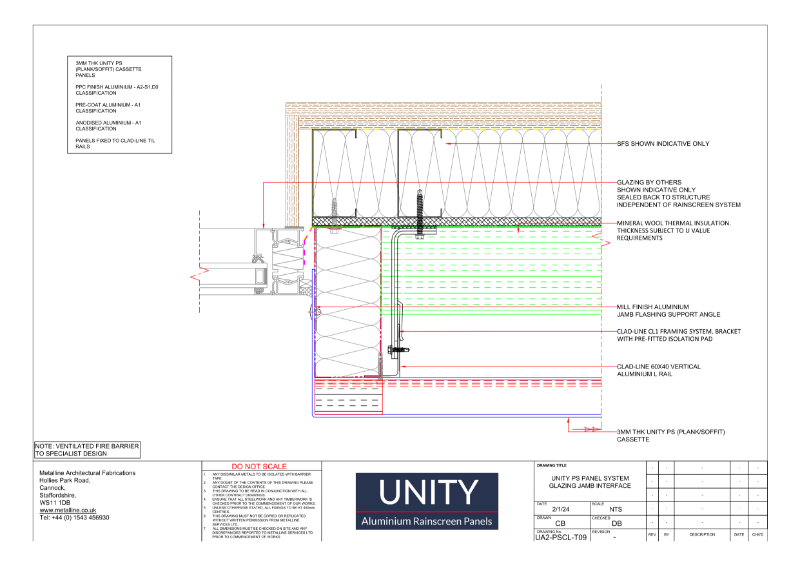 Unity A2 PS-09 Glazing Jamb Technical Drawing